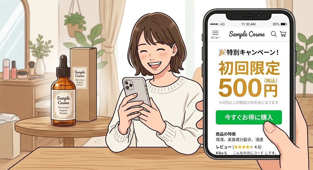 事例1:金額の記載内容がはっきりと表示されていないイラスト