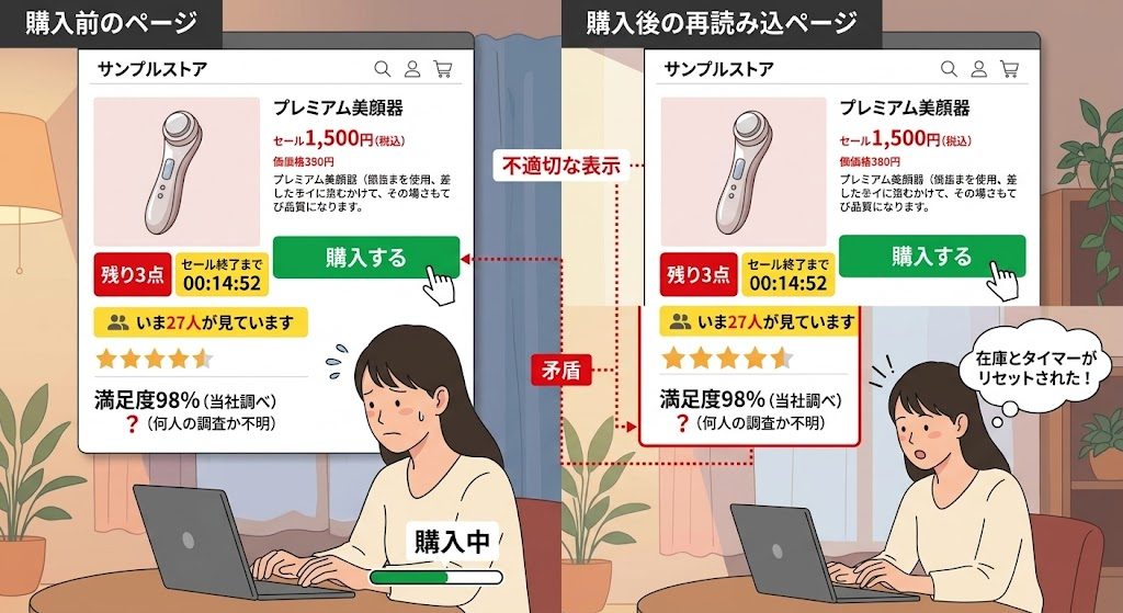 事例2:「売れている」と見せかける情報提示のイラスト